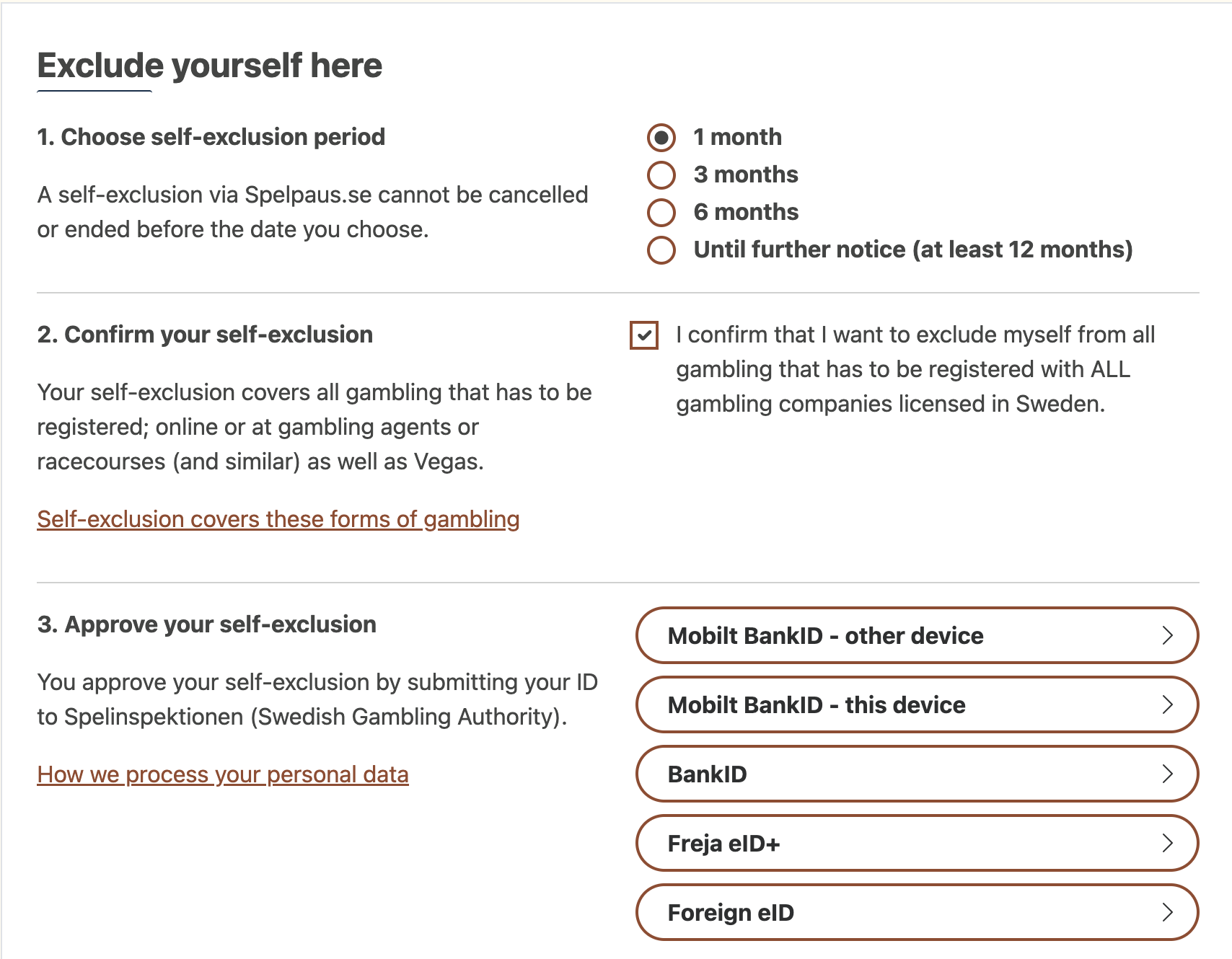 spelpaus self-exclusion